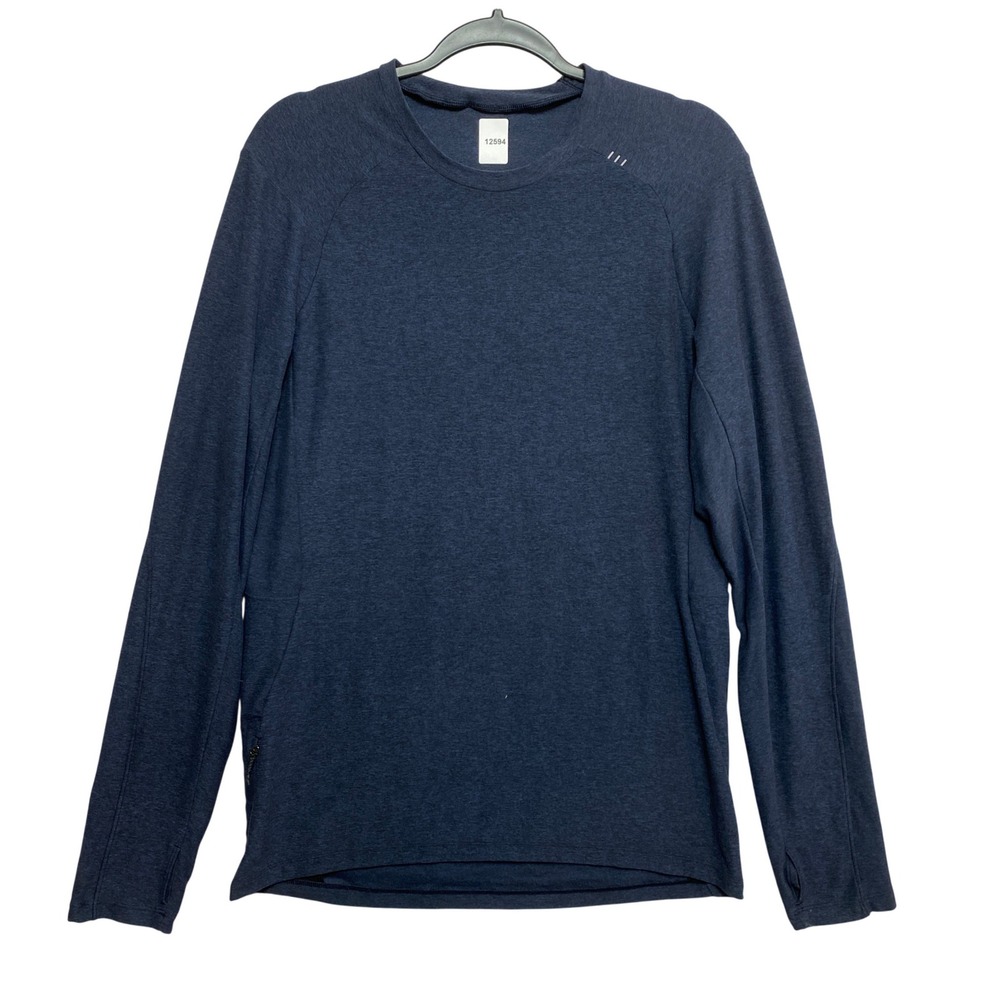 Lululemon Performance Top Mens Small Navy Blue M3DBRS Long Sleeve Thumbhole